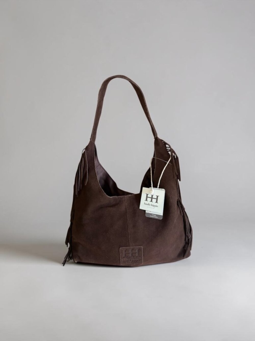 Haute Hippie Bohemian Festive Fringe Chocolate Genuine Suede Hobo Bag/Purse